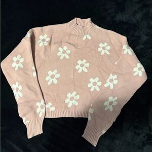 Hollister Pink Floral Crew Neck Sweater